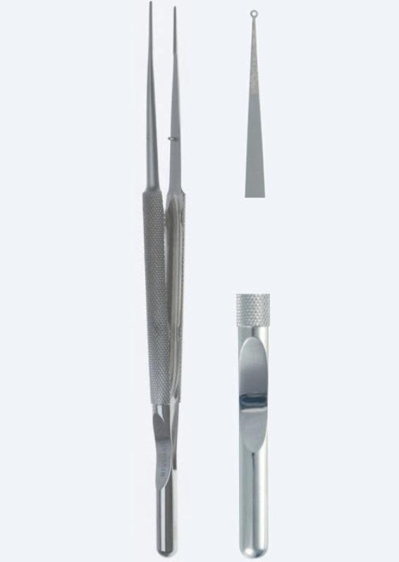 Пінцети "Ringtip ", мікро, з діамантовим напиленням, прямі, з противагою, кінчик з кільцем, довжина 250 мм, 10". Бренд - Asanus Medizintechnik Gmb, Німеччина